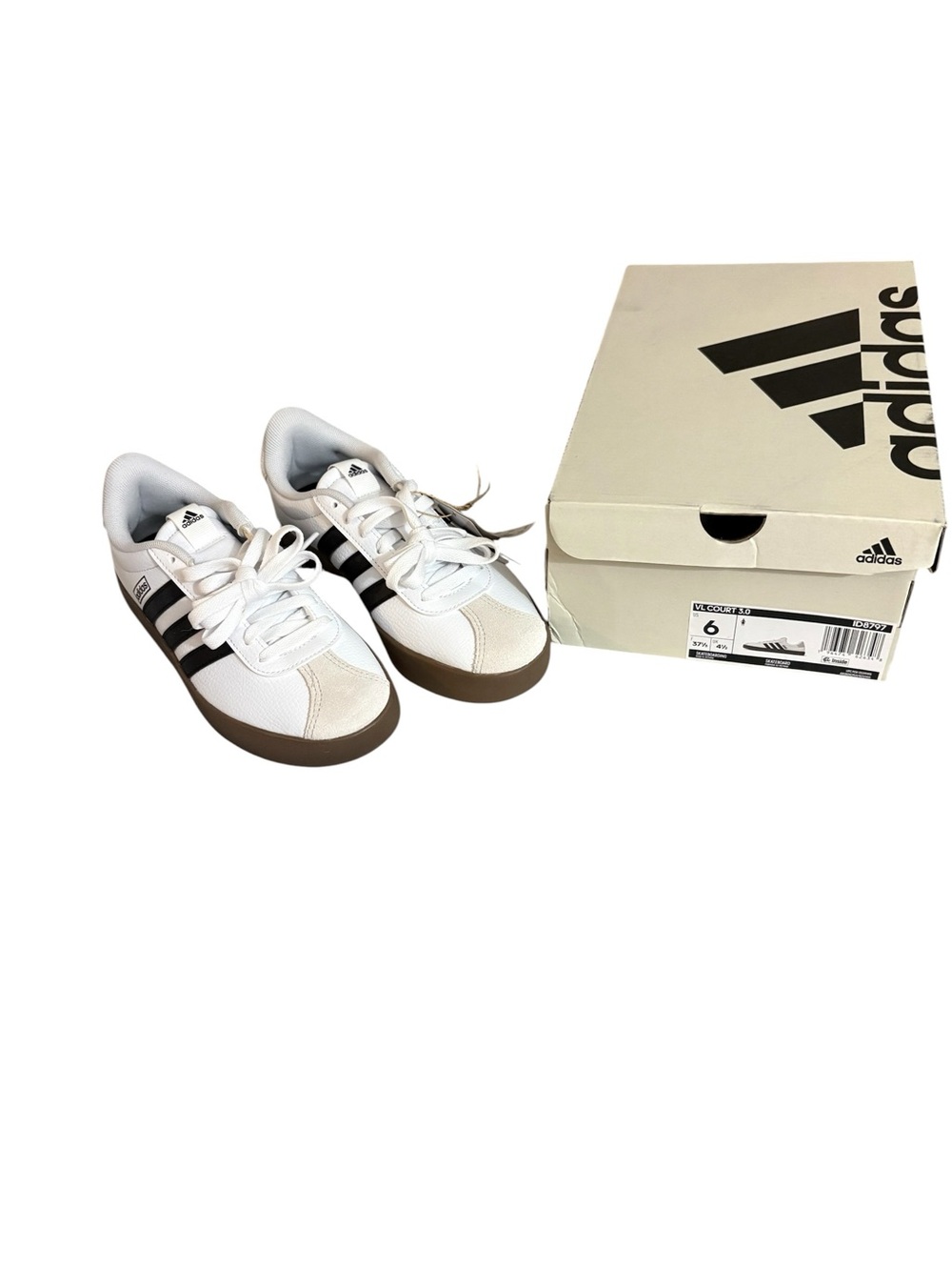 adidas womens White & Black Sneakers with Brown Gum Sole - Picture 3 of 5